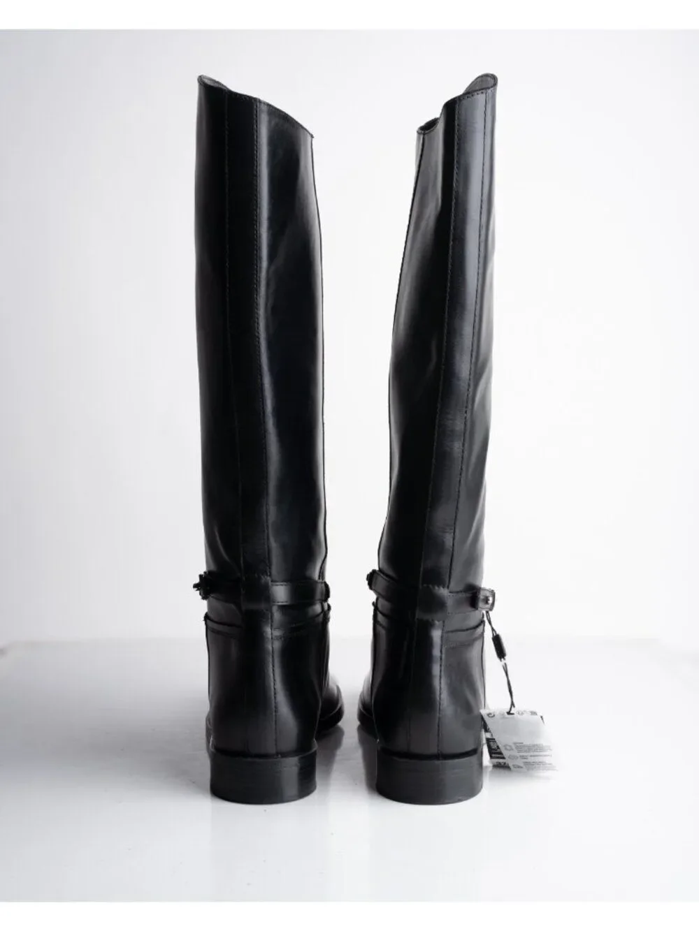 Massimo Dutti Womens Leather Knee High Riding Boots Black Sz US 9 EU 40 NWD